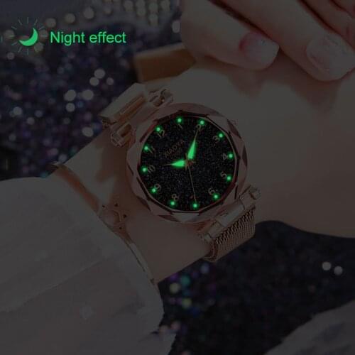 Luxury Luminous Watches Quartz Wristwatch Geometric Surface Starry Sky Watch Womens Luxury Magnetic Magnet Buckle