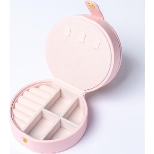 2020 The New design Pink PU Leather Jewelry Box Portable Ring Watch Earring Fashion Cosmetic Small Gift for Wemen