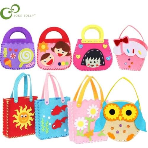 DIY Non-Woven Fabric Hand Bag Handmade toy Cartoon Stereo Paste Arts & Crafts Toys for Kindergarten Baby Children Beginners GYH