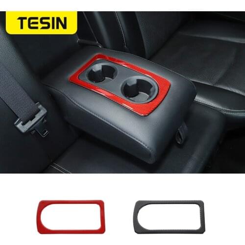 TESIN Interior Moulding Car Rear Armrest Cup Holder Panel Decoration Cover Stickers for Dodge RAM 1500 2010-2015 Accessories