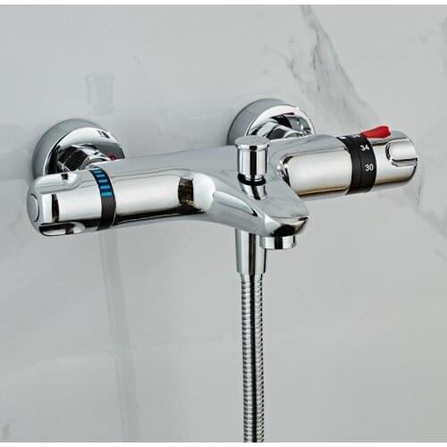 Bathroom Shower Faucets Bathtub Faucet Thermostatic Bathroom Shower Faucet Bath Mixer Wall Mounted Rainfall Shower Mixer Tap