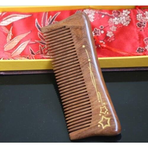 Top quality hand made natural ebony hair comb wooden hair comb wooden hair comb 15-04