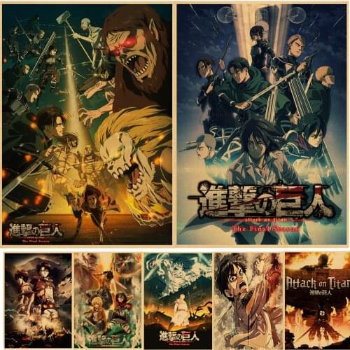 Japanese Anime Attack on Titan Posters Shingeki No Kyojin Wall Stickers Kraft Paper Print Titans Attack Home Decoration Painting