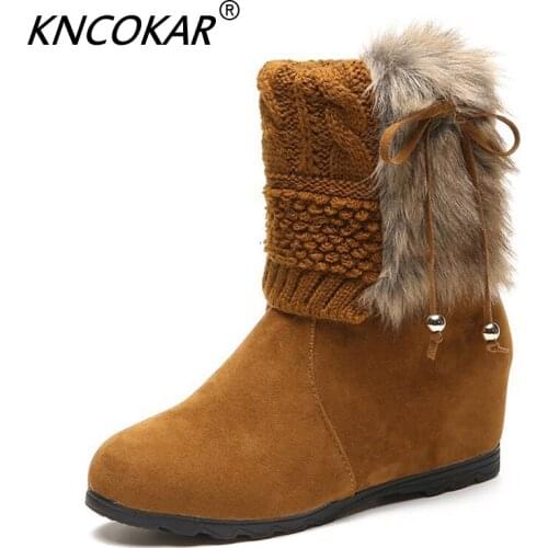 Clearance Sale Womens shoes winter boots thickening knee-high yarn snow boots fur one piece short boots elevator boots