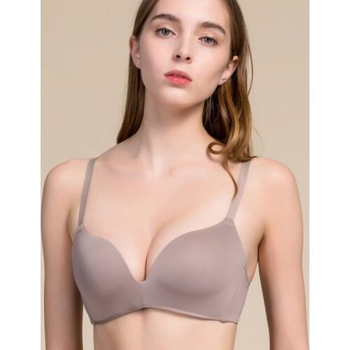 New silk rimless bra one piece smooth and traceless thin underwear silk gathering sports bra female 7086