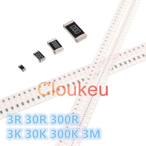 0402 0603 0805 1206 1210 1812 2010 2512 1% 5% Chip Resistor 3R 30R 300R 3K 30K 300K 3M Ohm