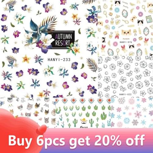 1pc Leopard 3D Nail Water Stickers Pure White Flower Nail Self-adhesive Decals Accessories Manicure Nail Art Tips Decoration