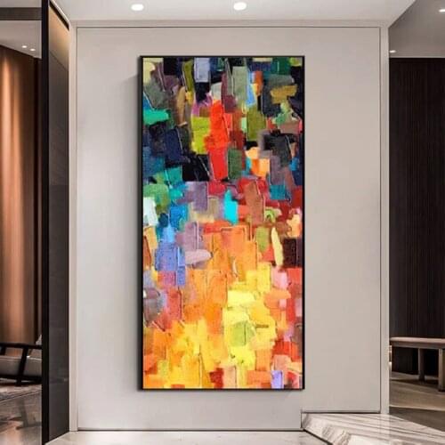 100% Handmade Colorful Abstract Modern Minimalist Decorative Oil Paintings Large Size For Living Room Wall Art