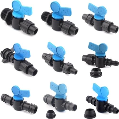 2pcs 16mm 20PE Pipe Connectors Mini Ball Valve Irrigation Drip Hose Nut Lock Connector Joints Hi-Quality Tube Pipe Water Switch
