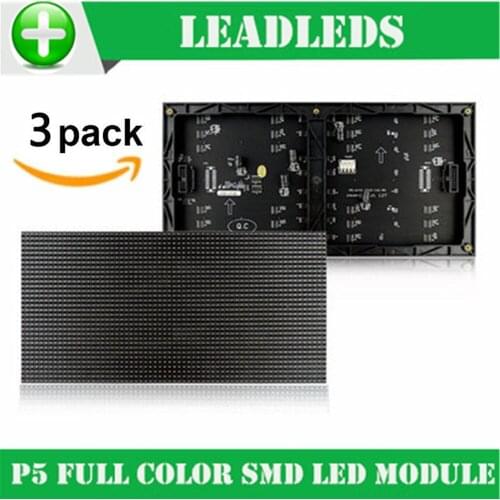 3 pieces/lot) P5 Indoor Full Color LED module 1/16 Scan SMD 3in1 RGB 320*160mm 64*32pixels LED Display