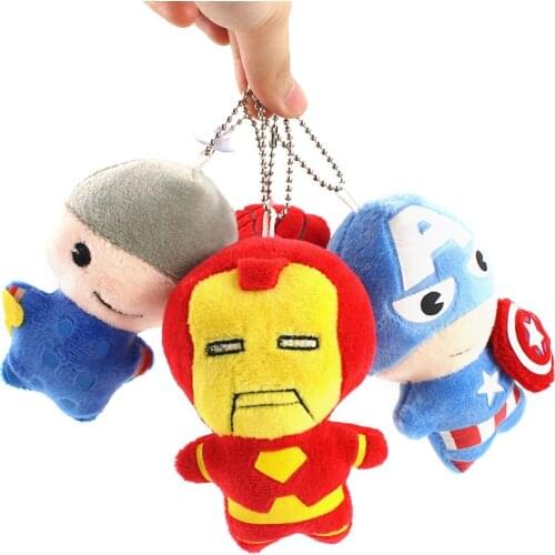 4styles 11cm Avengers Superhero Plush Keychains Iron Man Spider man Captain America Thor Plush Pendant Toys