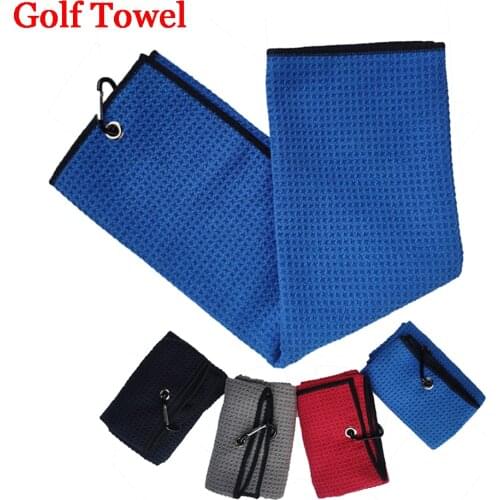 40x50cm Golf Towel With Hook 4 Colors Microfiber Fabric For Golf lovers Duty Clip Carabiner Accessories Free shipping Dorp ship