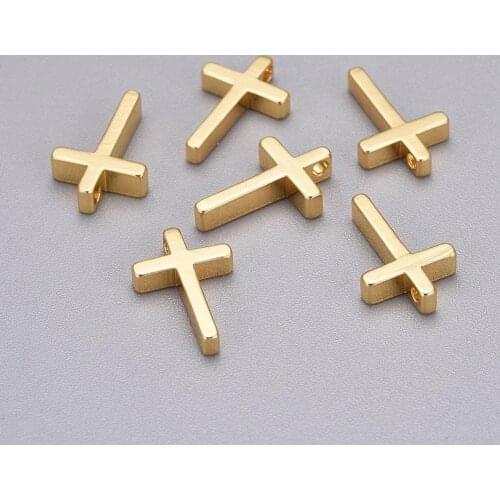 50pcs 13x8.5x2.5mm Golden/Rose Golden Metal Cross Charms Pendants diy Jewelry Necklace Making Accessories