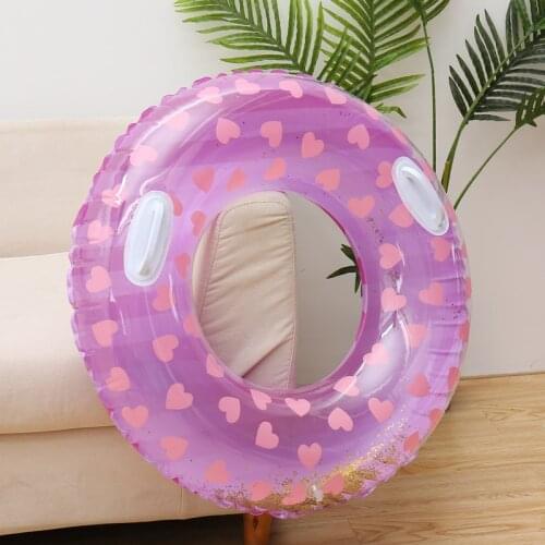 90cm Heart/star Sequined Swimming Ring Pool Float Mattress Swimming Pool Thickened PVC Summer Floating Ring Seat Toy