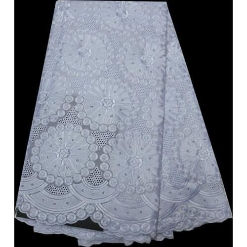 Free shipping (5yards/pc) high quality pure white African Swiss voile lace fabric with wonderful embroidery for party CLP250