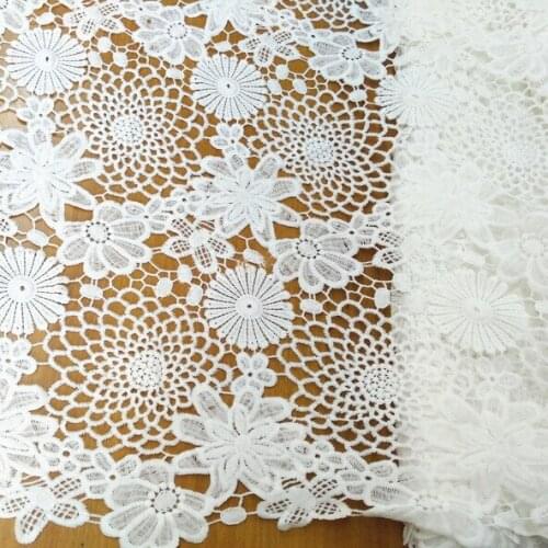Free Shipping 5yards High Quality White Color African Lace For Women Dress French Guipure Lace Fabric/Water Soluble Lace Fabric
