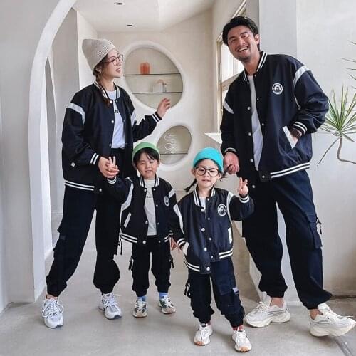 Baseball uniform jacket pants suits for family childrens Sports Casual clothing sets for Kids Parents Father Mother Boys Girls