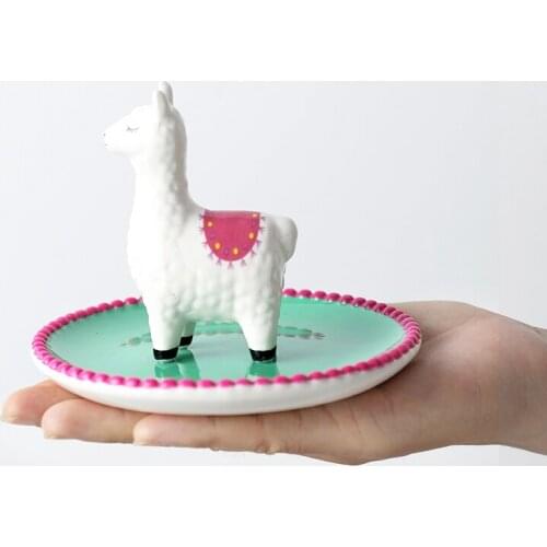 Trinket Dish Holder Decorative Jewelry Tray Alpaca Ring Dish Ceramic Cute Vanity Bathroom Home Decor Nice Bridesmaid Mother Gift