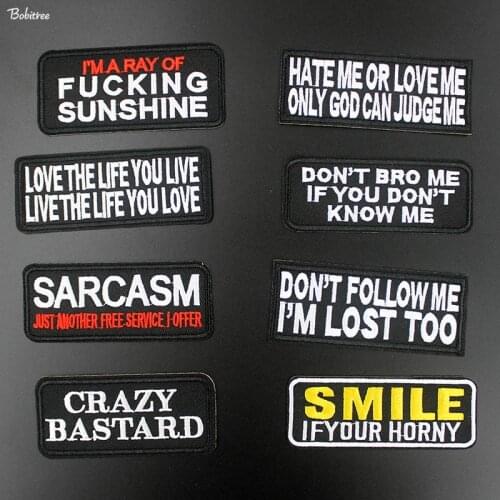 Black White English Alphabet Patch iron on for Clothing Stripes Written Words Badges Embroidered Applique DIY Stickers