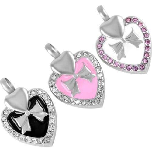 CMJ9123 10pcs Lovely Bowknot Cremation Pendant for Women Popular Memorial AshesKeepsake Urn Necklace Polished and Waterproof