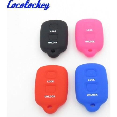 Cocolockey Silicone Key Cover Fob Case Skin Set Jacket Fit for Toyota RAV4 Corolla 1998-1999 2 Button Remote Key Case For Car
