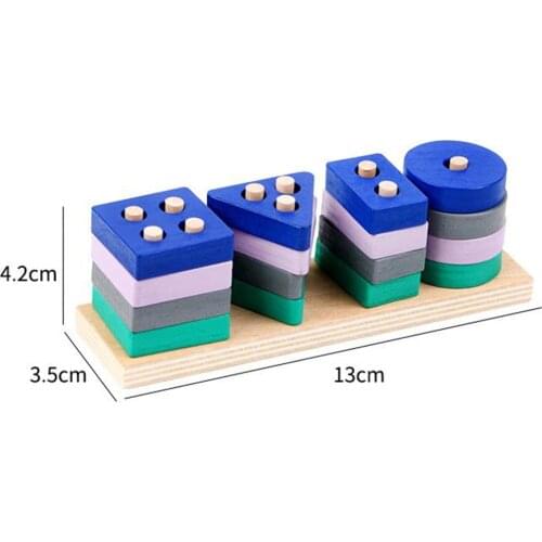 Wood Puzzle Toddler Toys Shapes Sorter Preschool Geometric Blocks Stacking Games