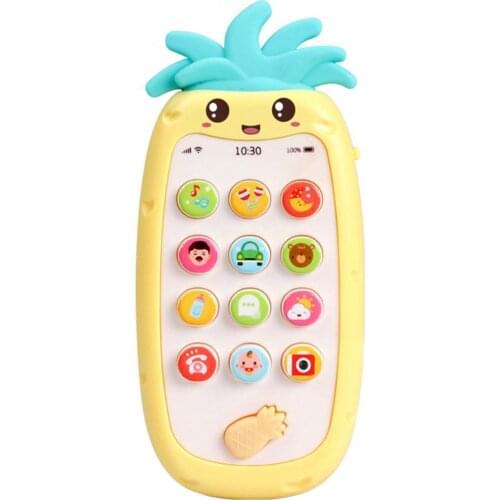 Electronic Toy Cartoon Phone Pineapple Shape Simulated Mobile Phone Bilingual Musical LED Kids Education Learning Toys Gift