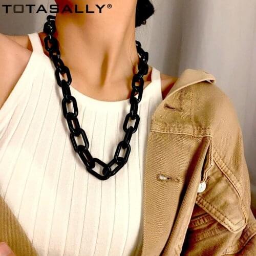 F.J4Z Trend Necklaces for Women Designer Thick Acrylic Cuban Chain Necklace Hit-hop Multi-colors Collars прикольные штучки