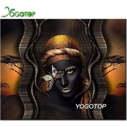 Fantasy art 5D Square round Diy Diamond Embroidery Butterfly african woman Diamond Painting Kit Mosaic Diamond Picture YY2407