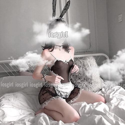 Fairy Star Print Lace Cute Women Rabbit Bunny Maid Cosplay Costume Party Sexy Erotic Lingerie Outfit Fancy Bodysuit Babydoll