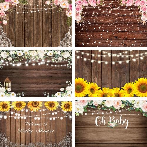 Mehofon Floral Wood Photography Background Retro Wooden Glitter Flower Baby Shower Bridal Wedding Portrait Backdrop Photo Studio