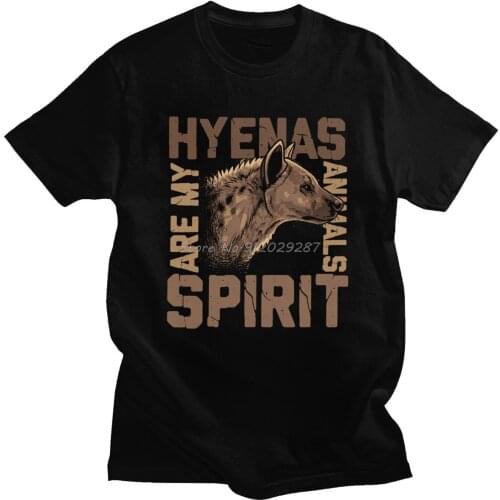 Retro Animal Hyena Tshirt Mens Pre-shrunk Cotton African Wildlife Lover Furry Tees Top Short Sleeve Novelty T-shirt Clothes Gift