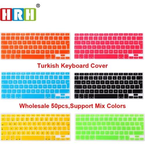 HRH Wholesale 50pcs Turkish Language EU/UK Silicone Keyboard Skins Covers Protector For MacBook Pro Retina Air 13.3" 15.4" 17"