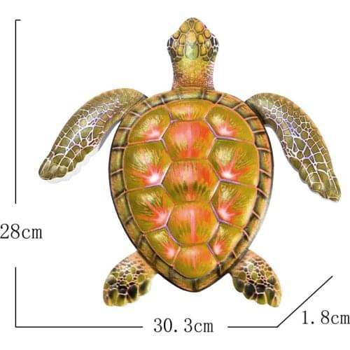 Art Iron Colorful Turtle Wall Decor Handmade Modern Arts Iron Ocean Animal Home Bedroom Decoration Figurines Miniatures Crafts