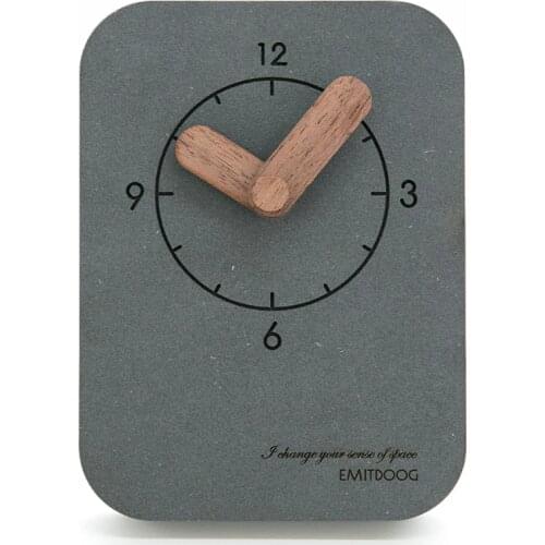 EMITDOOG G74 Digital Concrete Promotional Desk Clock Square Photo Frame Wooden Office Table Clock for Gift