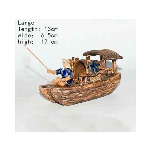 Aquarium landscaping ceramic boat fishing Weng fish tank ornaments boat simulation fishing boat ceramic crafts