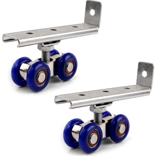 2Pcs Sliding Door Roller Hardware Slide Doors Pulley 4 Wheels Home Room Wood Door Hanging Wheels Rail Track Pulley