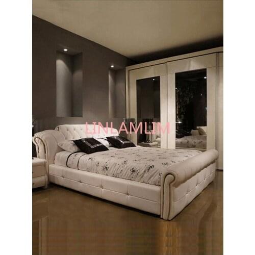 Genuine Leather multifunctional bed frame modern Nordic camas ultimate bed lit beds سرير muebles de dormitorio cama de casal