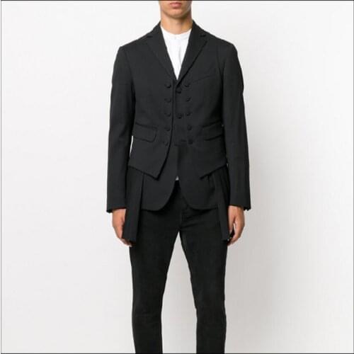 S-5xl New Men Clothing Personality Double Breasted Stitching Suit Dress Hairstylist Nightclub Dj Singer Blazers Jackets Costumes