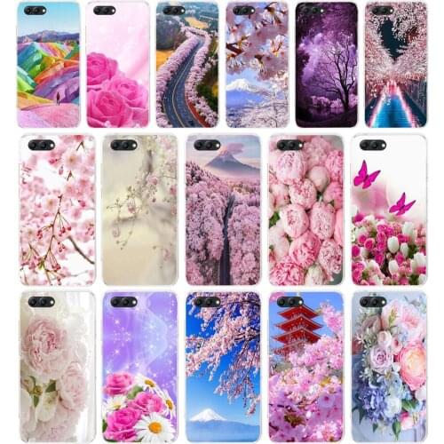 09AA Fuji cherry blossom Soft TPU Case Cover For Huawei Honor 10 10 Lite 20 20 PRO Lite
