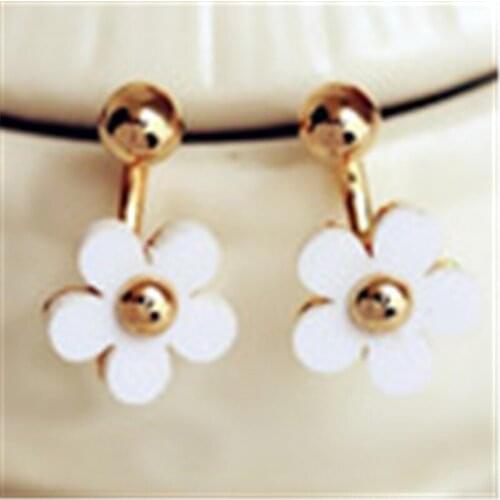 Anti Allergy Small Golden Flower With Five Petals After Hanging Earrings Fashion Star Earrings Jewelry Wholesale