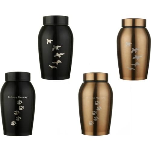 Stainless steel Urns Pets Dog Cat Birds Mouse Cremation Ashes Urn Keepsake Casket Columbarium Pets Memorials Black/Gold