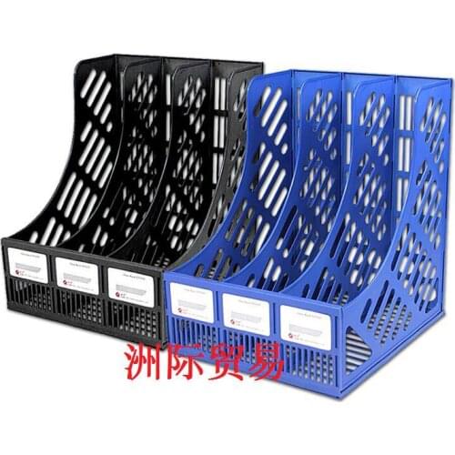 50 pcs Blue/Black 3 Sections Magazine File Stand Holder Home Office Document Storage Desk Organizer