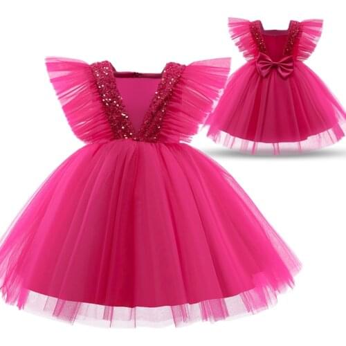 Flower Girls Dress Kid Girl Elegant Prom Ball Tulle Gown Wedding Tutu Vestidos Christening Birthday Gown Children Causal Clothes