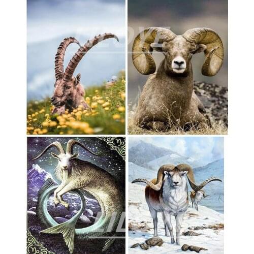 Full Square Round 5D DIY Diamond Painting Animal Sheep 3D Embroidery Pictures Paste Rhinestones Cross Stitch Arts Decor DF541