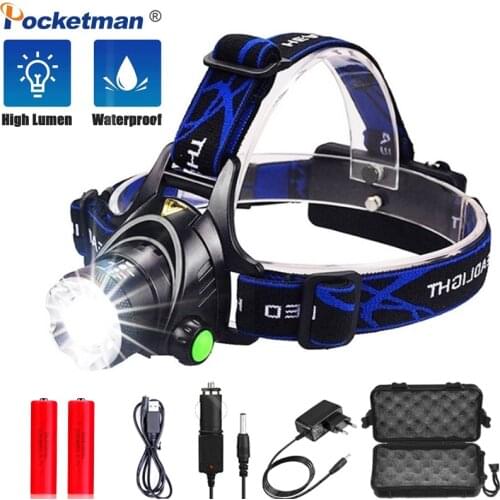 8000 Lumens LED Headlamp L2/T6 Waterproof Headlight USB Rechargeable Head Torch Flashlight Zoom Head Lamp Use 18650 Battery