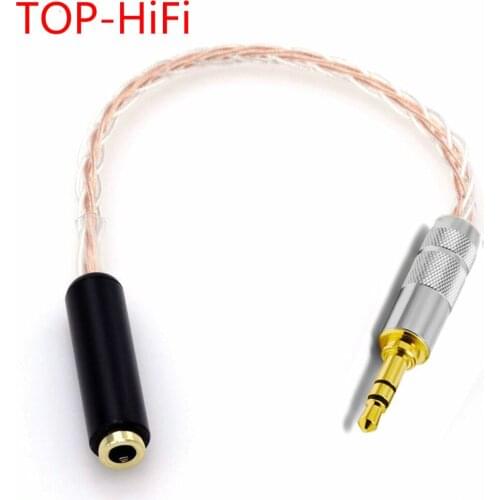 TOP-HiFi 3.5mm TRRS Balanced Female to 3.5mm Stereo Male Audio Adapter 7N Silver Plated Mixed Cable