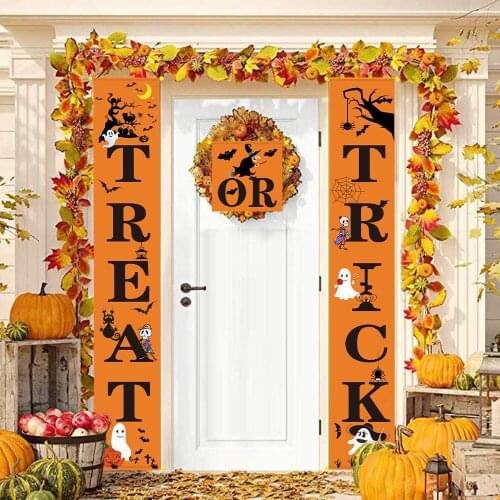 Trick or Treat Halloween Banner 3pcs/ Set Home Decor Hang Ornament Outdoor Halloween Decoration Party Supplies
