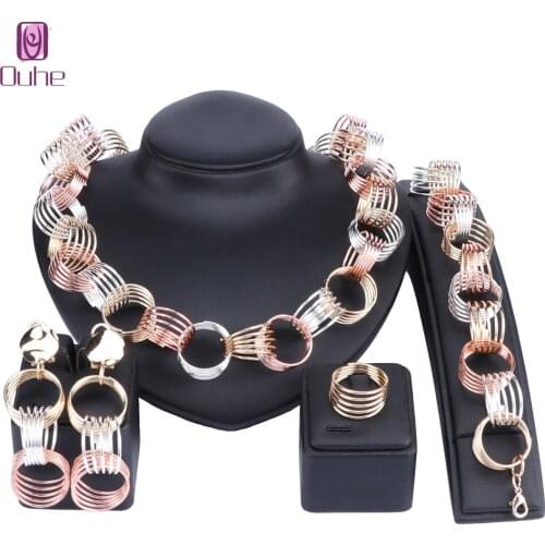 Fashion Dubai Jewelry Sets Bridal Gift Nigerian Wedding Accessories Big African Gold Color Jewelry Set Wholesale Design