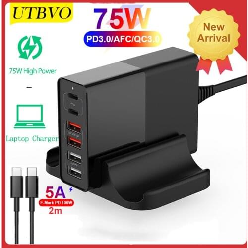 UTBVO PD 65W Dual USB Type C Charger for MacBook Air iPad iPhone 12 Pro Samsung Huawei ASUS Fast Charger for Lenovo DELL Laptop